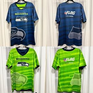 NFL Seattle Seahawks Flag Football Reversible Jersey Shirt Blue Green Adult L